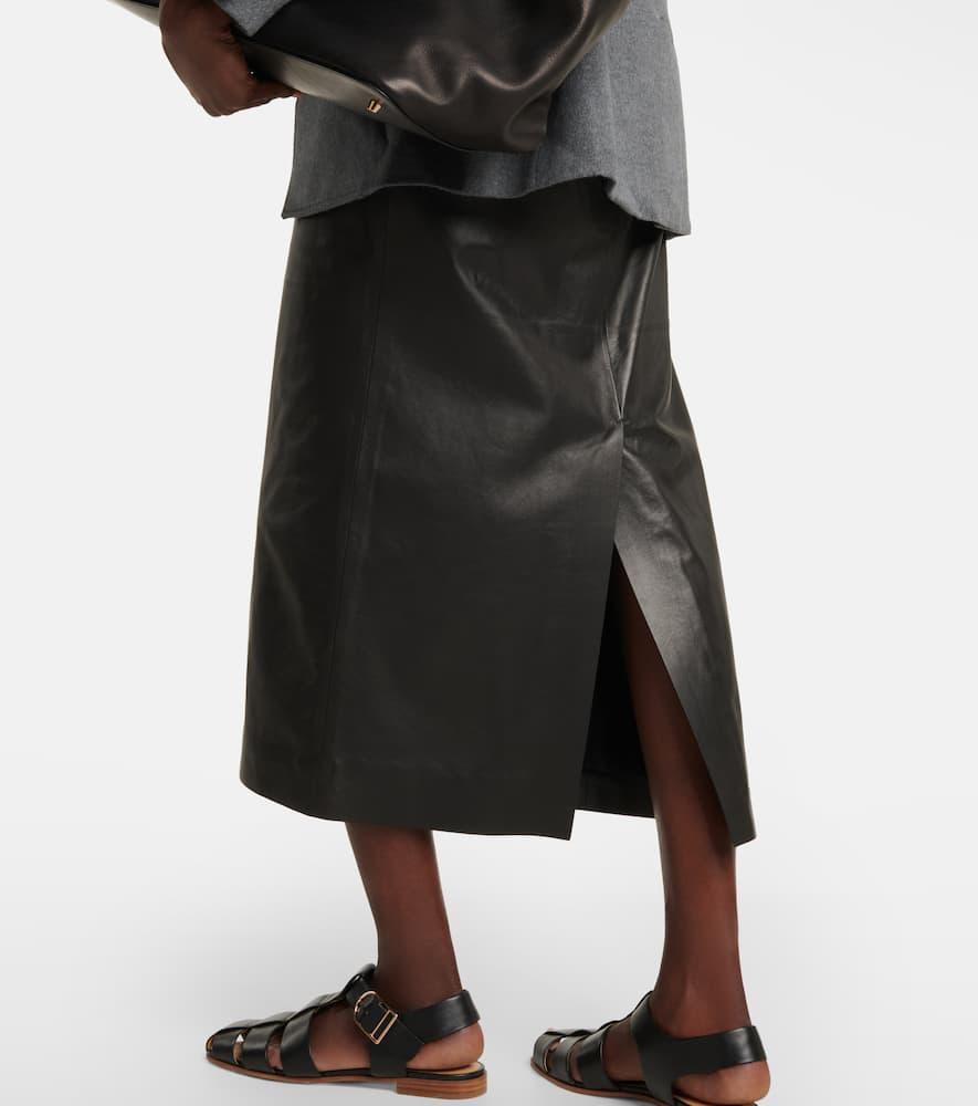 Manuela high-rise leather midi skirt