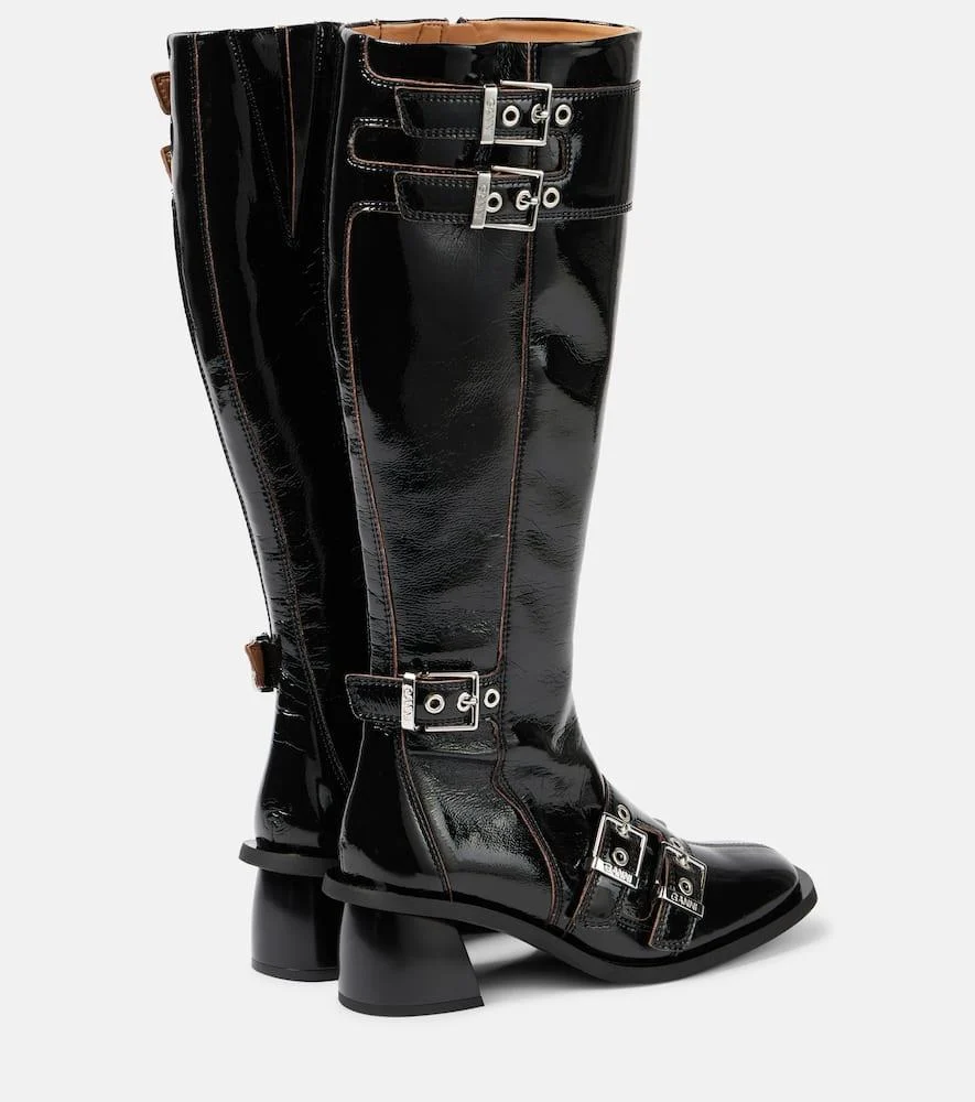 Feminine faux leather knee-high boots