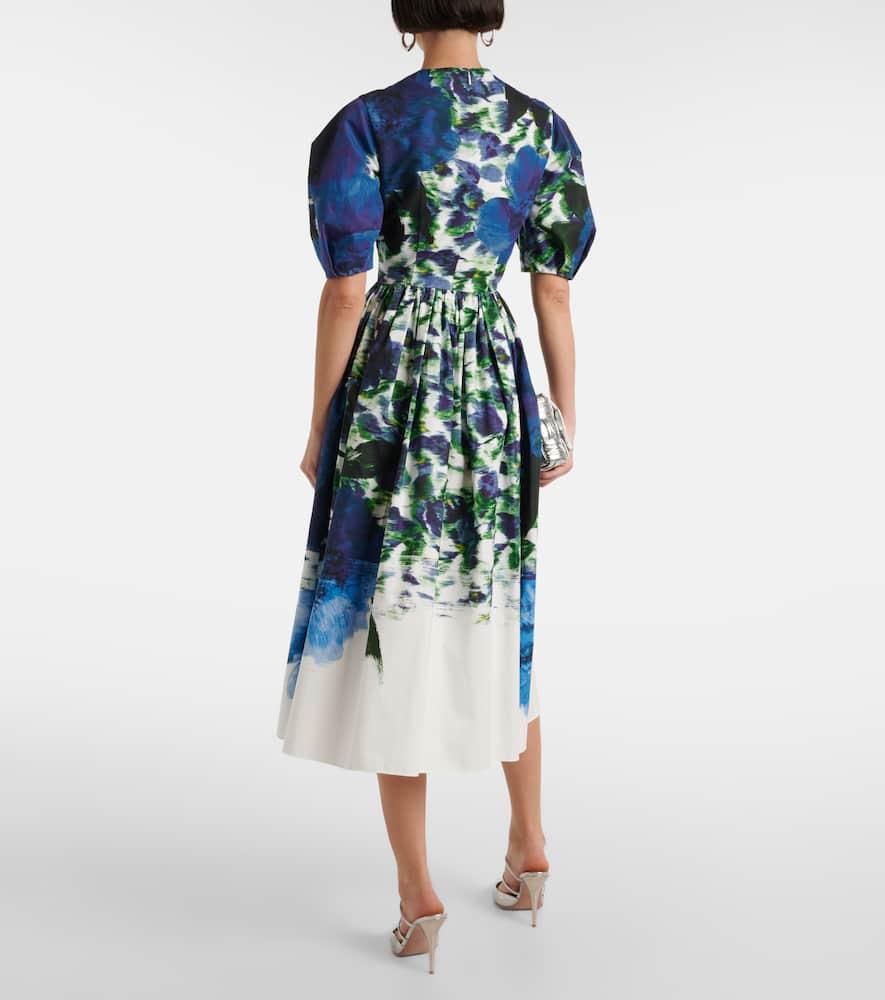 abstract-print tafetta midi dress