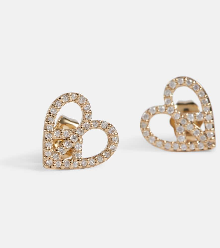 Peace Heart 14kt gold earrings with diamonds