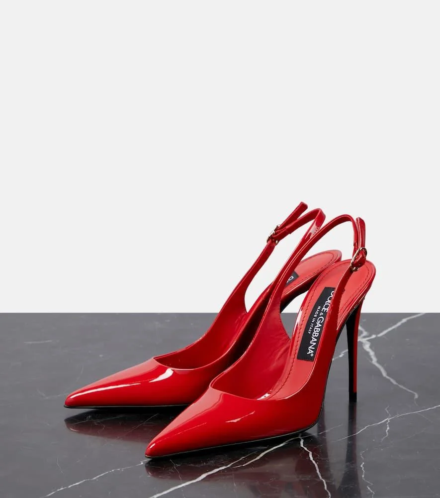 105mm Lollo patent leather slingbacks