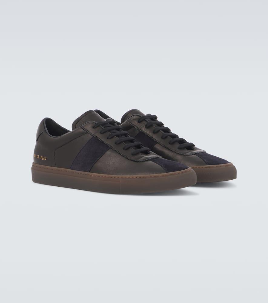 Tennis suede-trimmed leather sneakers