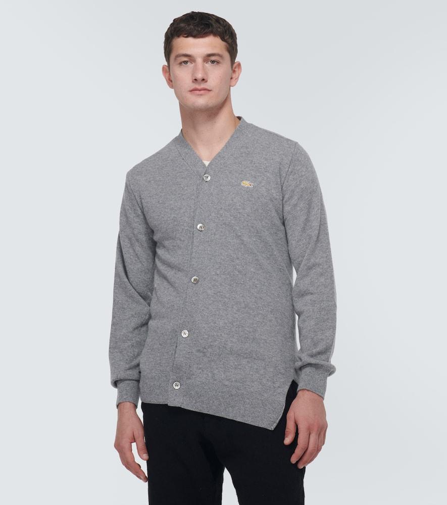 x Lacoste asymmetric wool cardigan