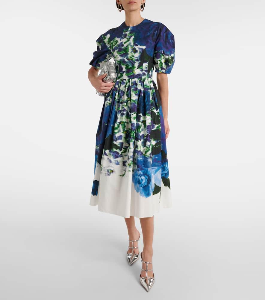 abstract-print tafetta midi dress