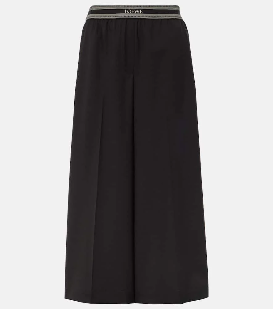 Cropped wool wide-leg pants