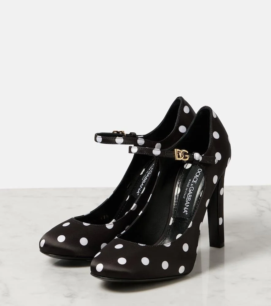 Sharon polka-dot satin Mary Jane pumps