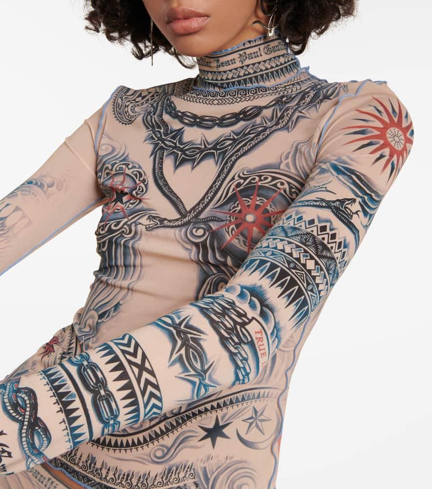 Tattoo Collection printed turtleneck top