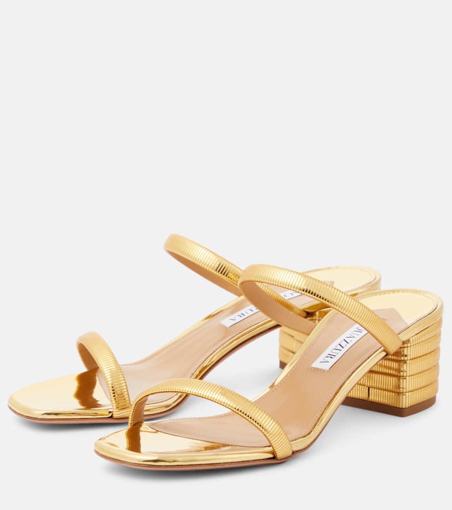 Riviera metallic faux leather mules