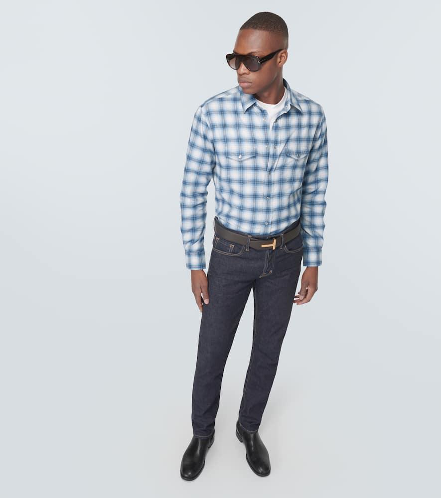 Checked cotton-blend Western shirt