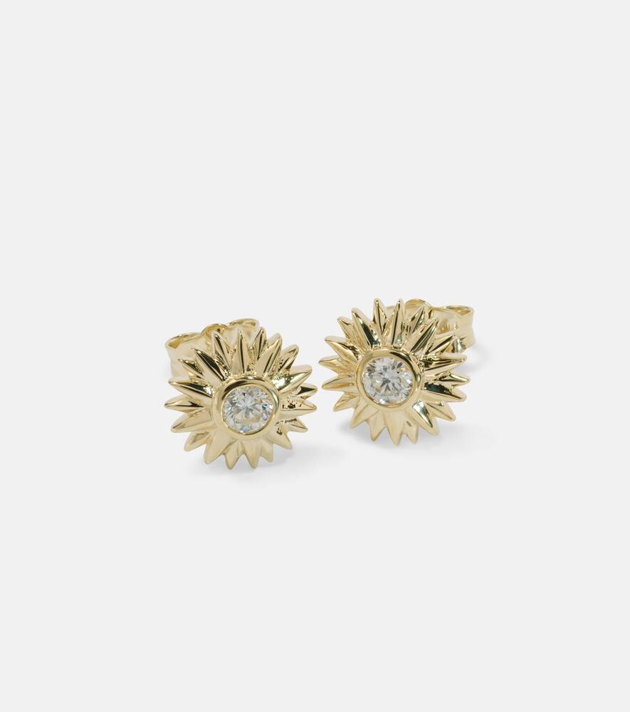 Sunburst 14kt gold earrings with diamonds