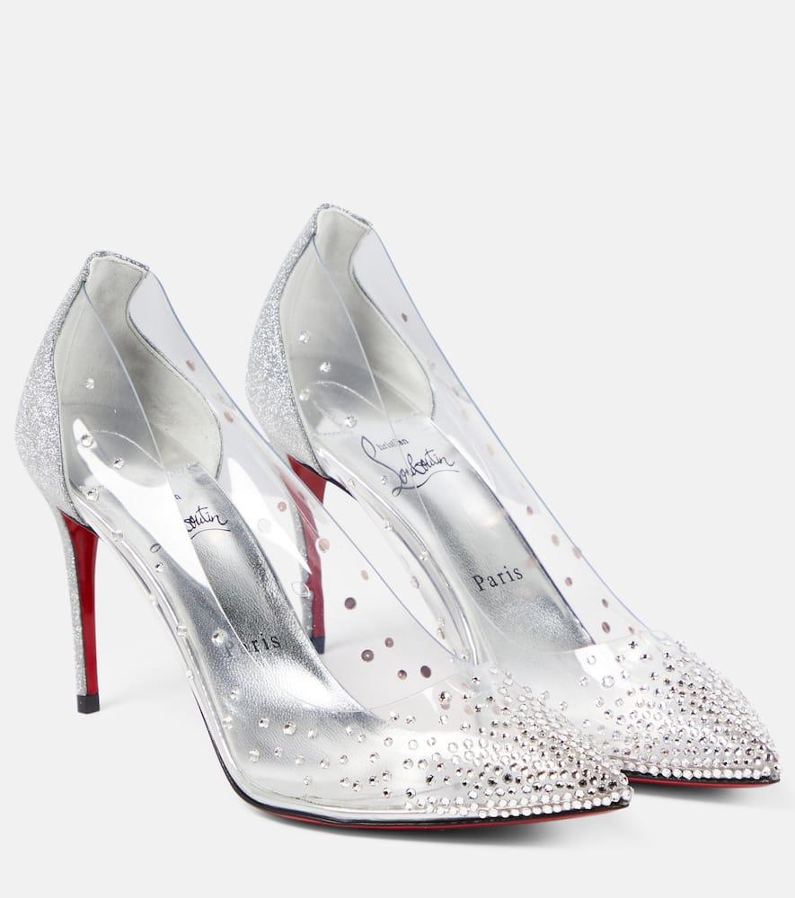 Degrastrass embellished PVC pumps