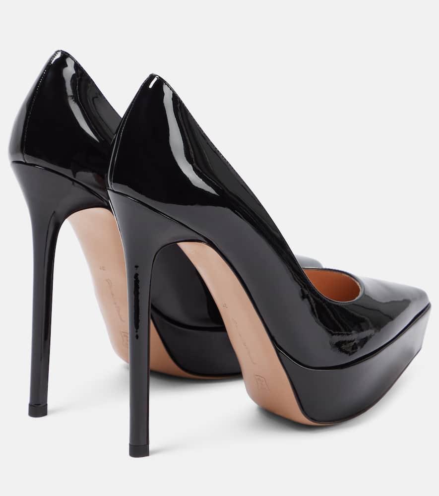 Patent leather platform pumps