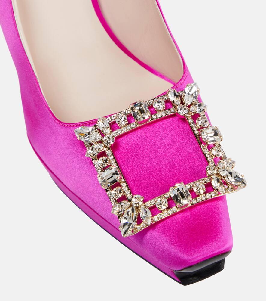 Flower Strass satin platform pumps