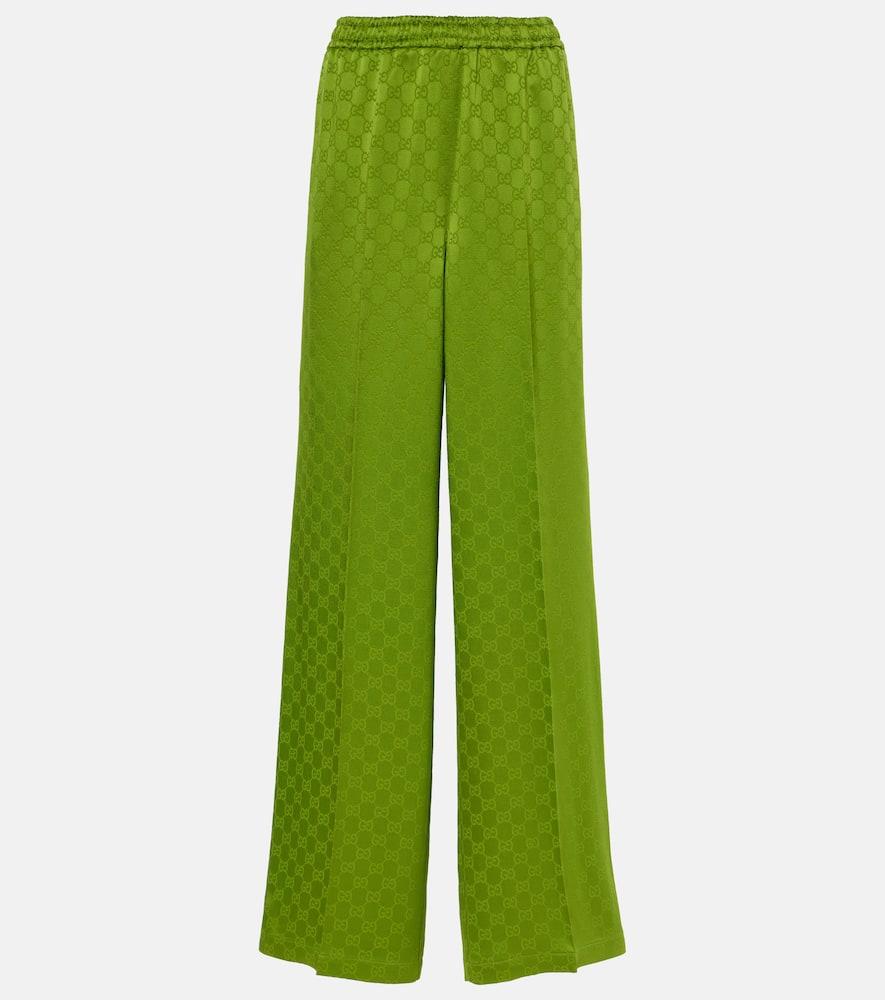 GG satin jacquard wide-leg pants