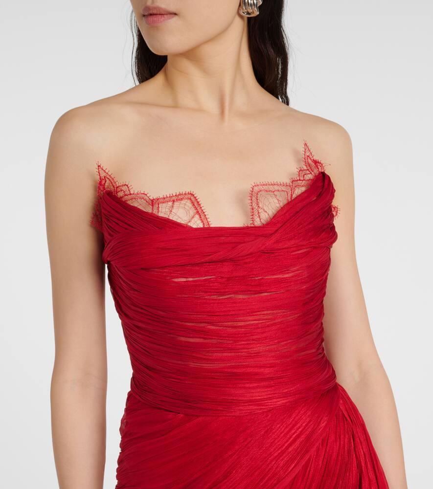 Jolie ruched silk bustier gown