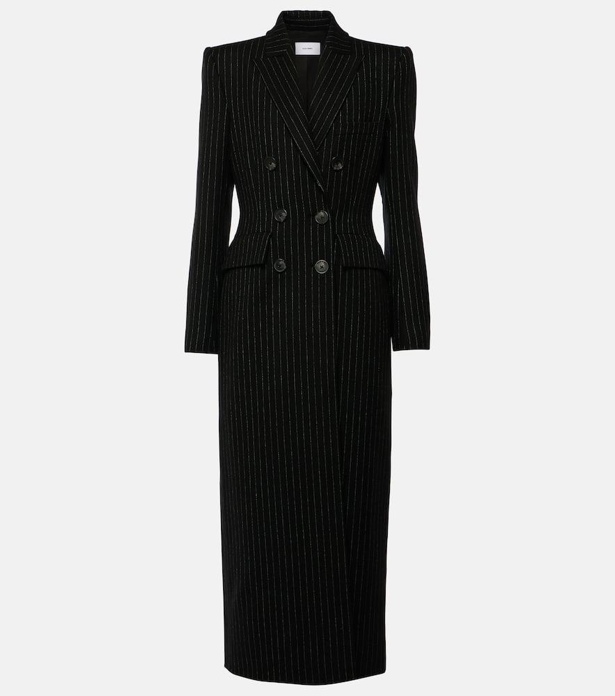 Pinstripe wool-blend coat