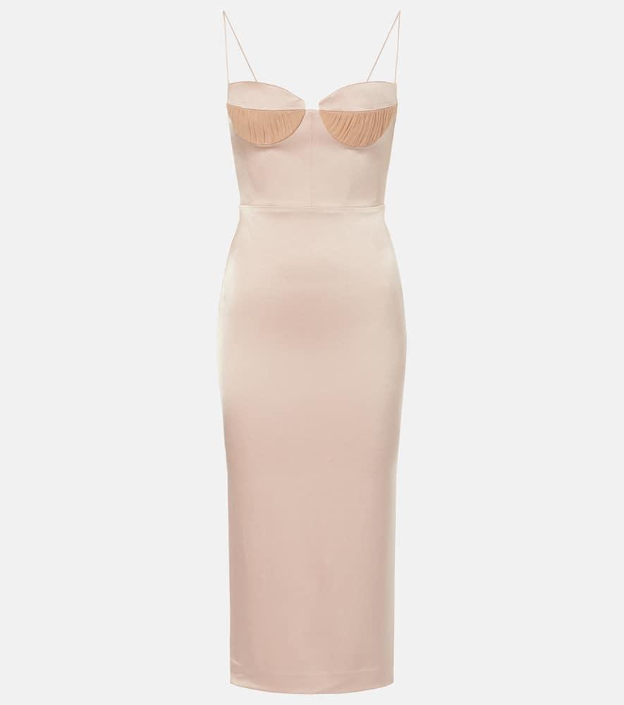 Sweetheart satin crêpe midi dress