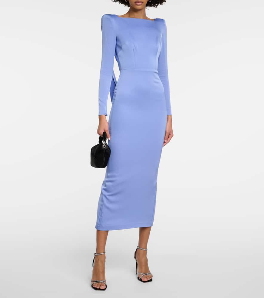 Draped crêpe satin midi dress