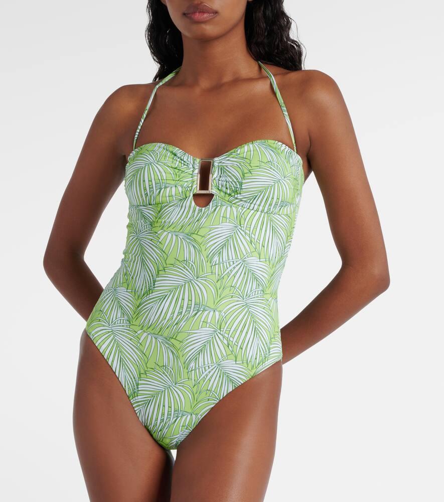 Como printed strapless swimsuit