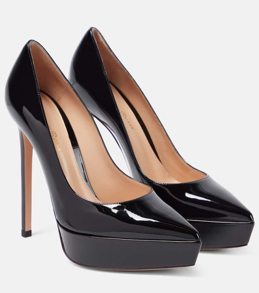 Patent leather platform pumps