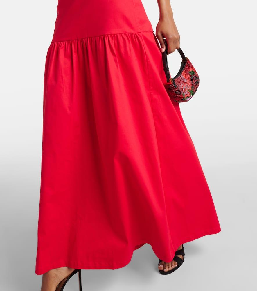 Cutout tiered cotton-blend maxi dress