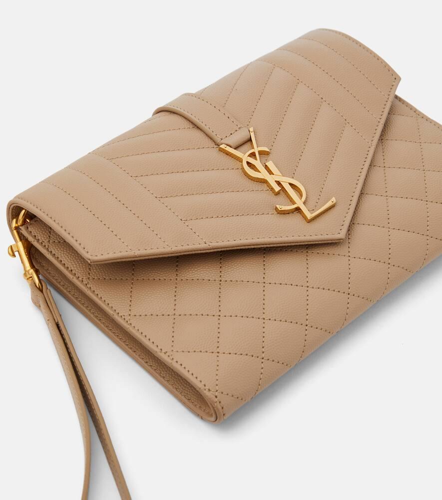 Quilted envelope leather clutch