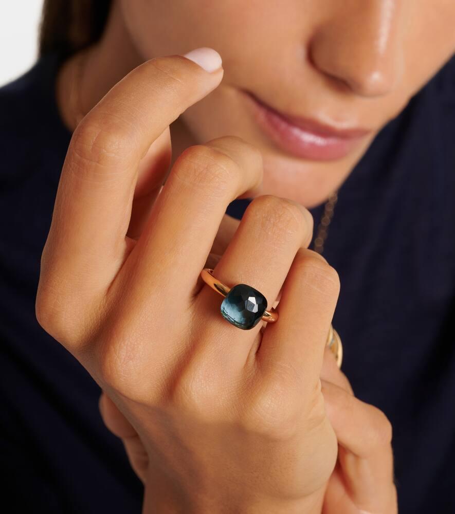 Nudo 18kt gold ring with London Blue topaz