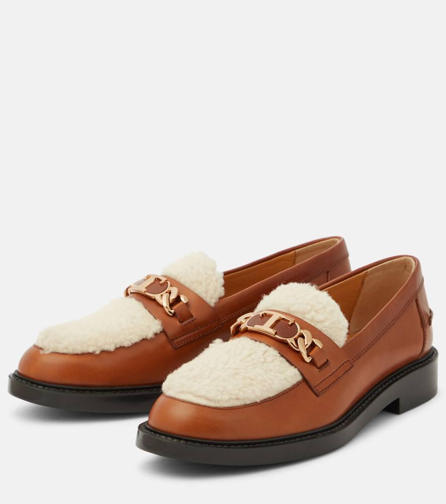 Leather and shearling loafers