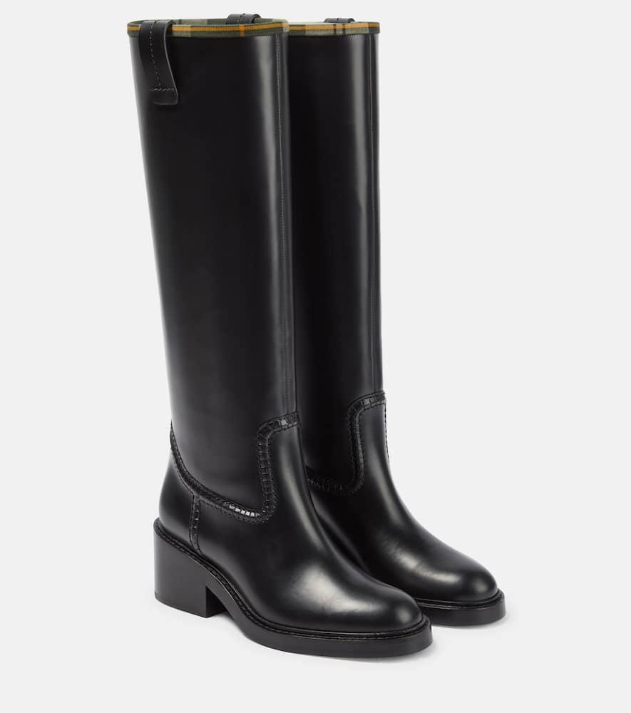 x Barbour leather knee-high boots