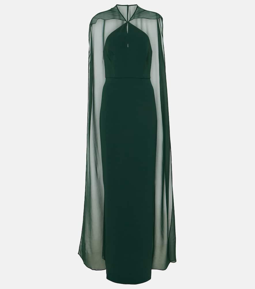 Caped satin crêpe gown