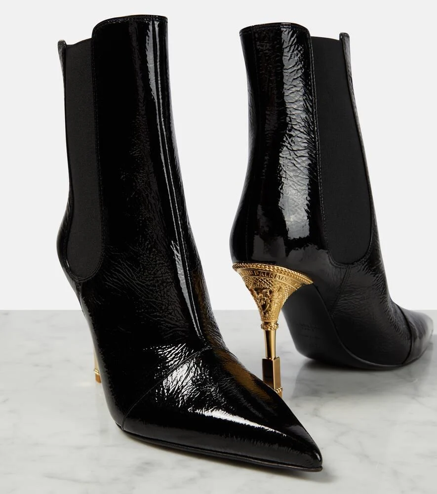 Patent leather ankle boots