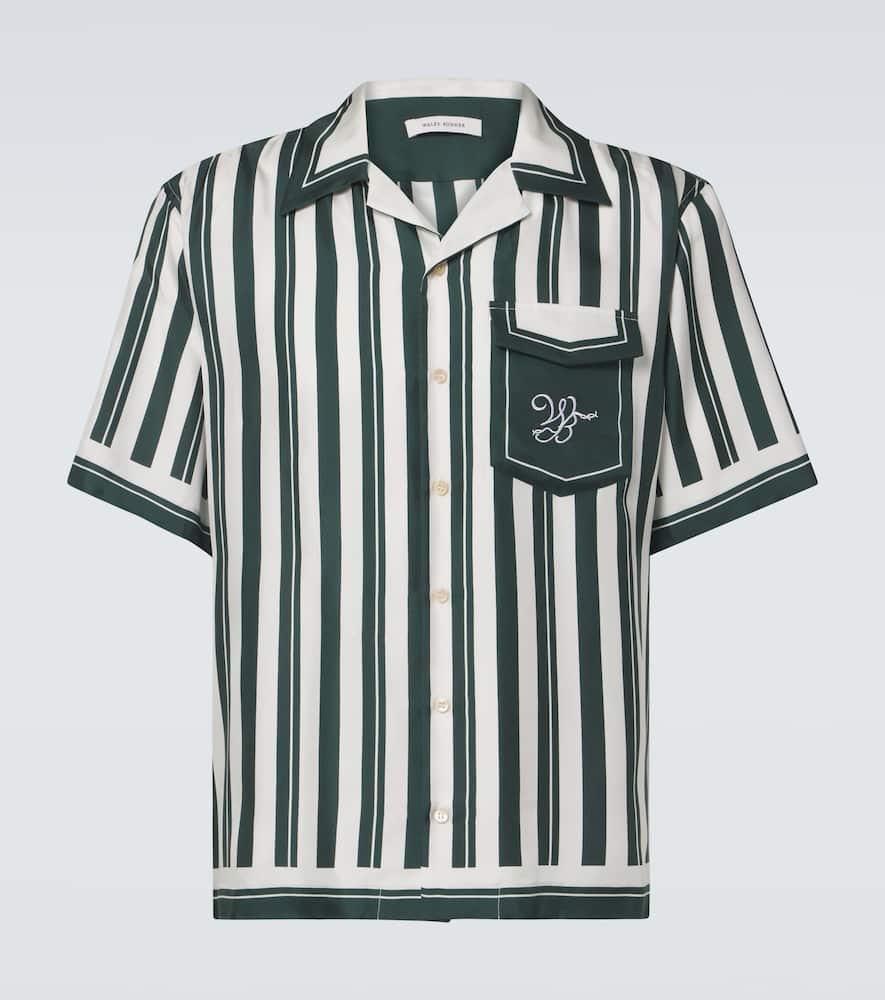 June striped silk bowling shirt