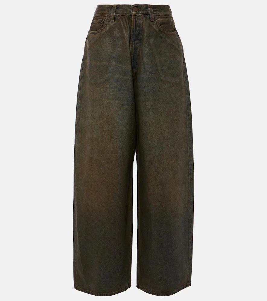 2023 coated mid-rise wide-leg jeans