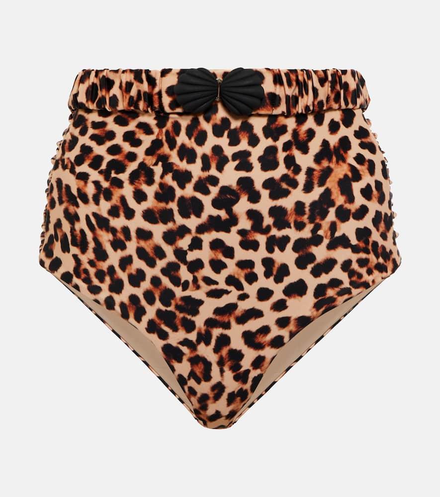 High-rise leopard-print bikini bottoms