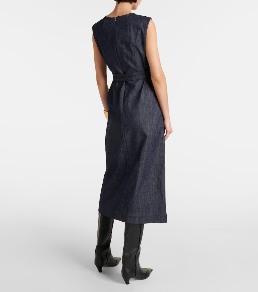 Cotton-blend denim shift dress