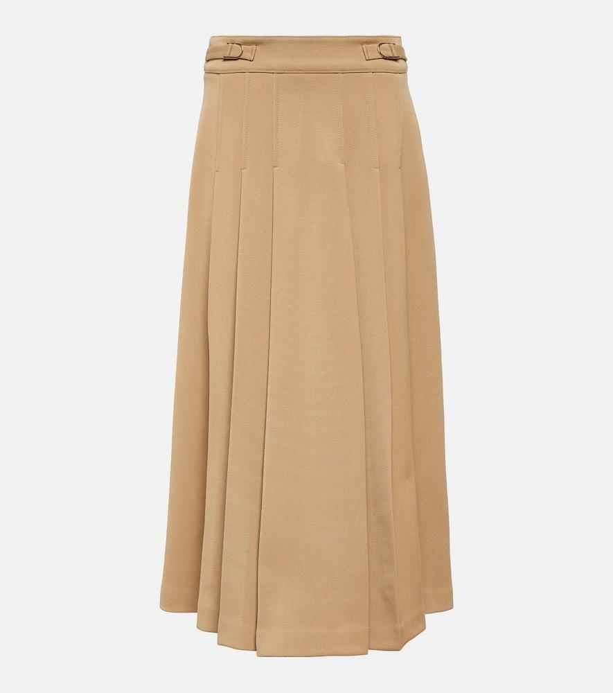 Wesley pleated wool midi skirt