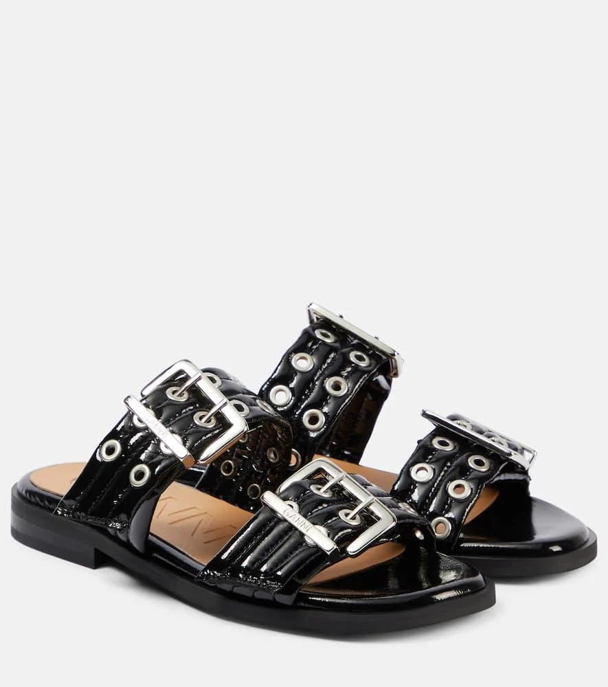 Studded patent leather sandals