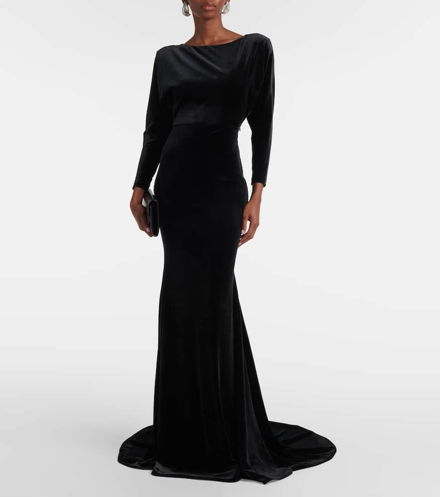 Open-back velvet gown