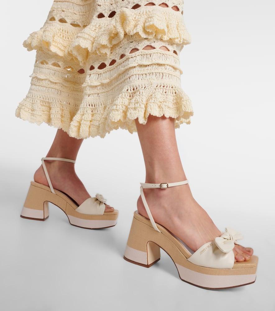 Ricia leather and raffia platform sandals