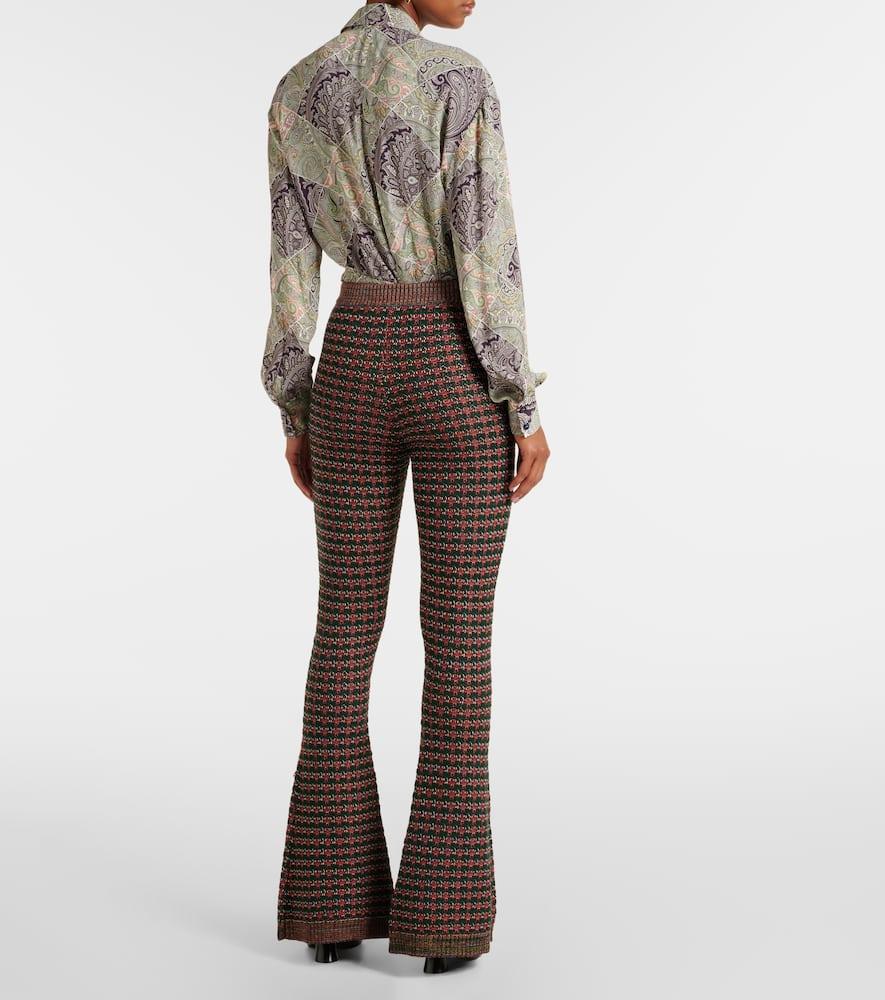 Embroidered high-rise flared pants