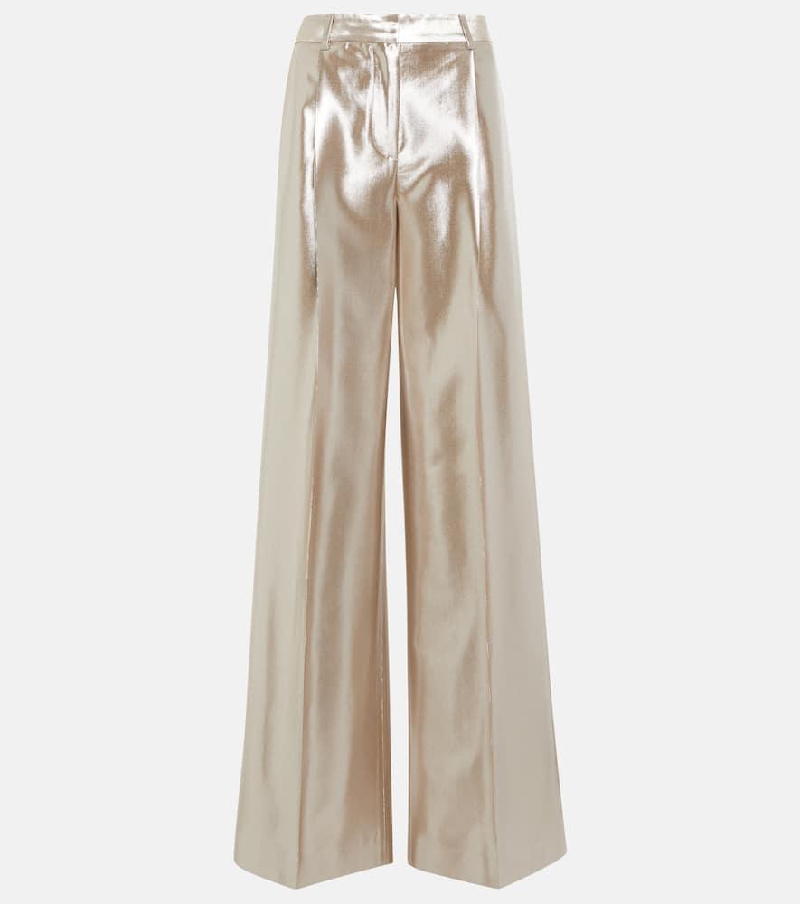 Metallic high-rise wide-leg pants