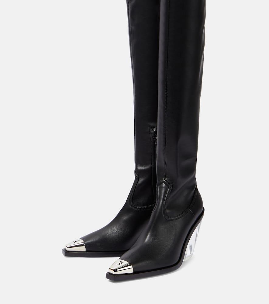 Faux leather over-the-knee boots 