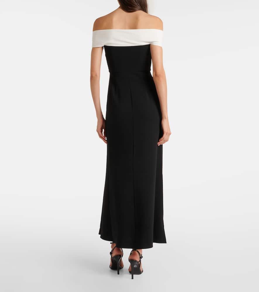 Off-shoulder cady maxi dress