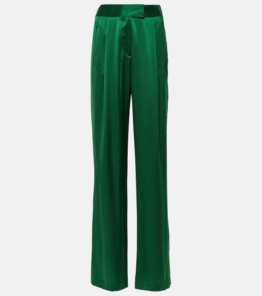 High-rise silk satin wide-leg pants