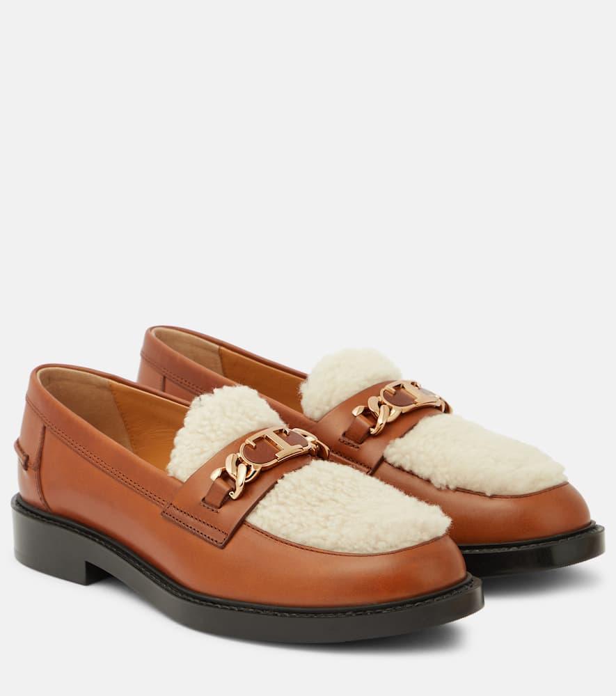 Leather and shearling loafers