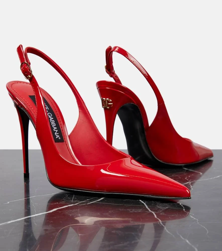 105mm Lollo patent leather slingbacks