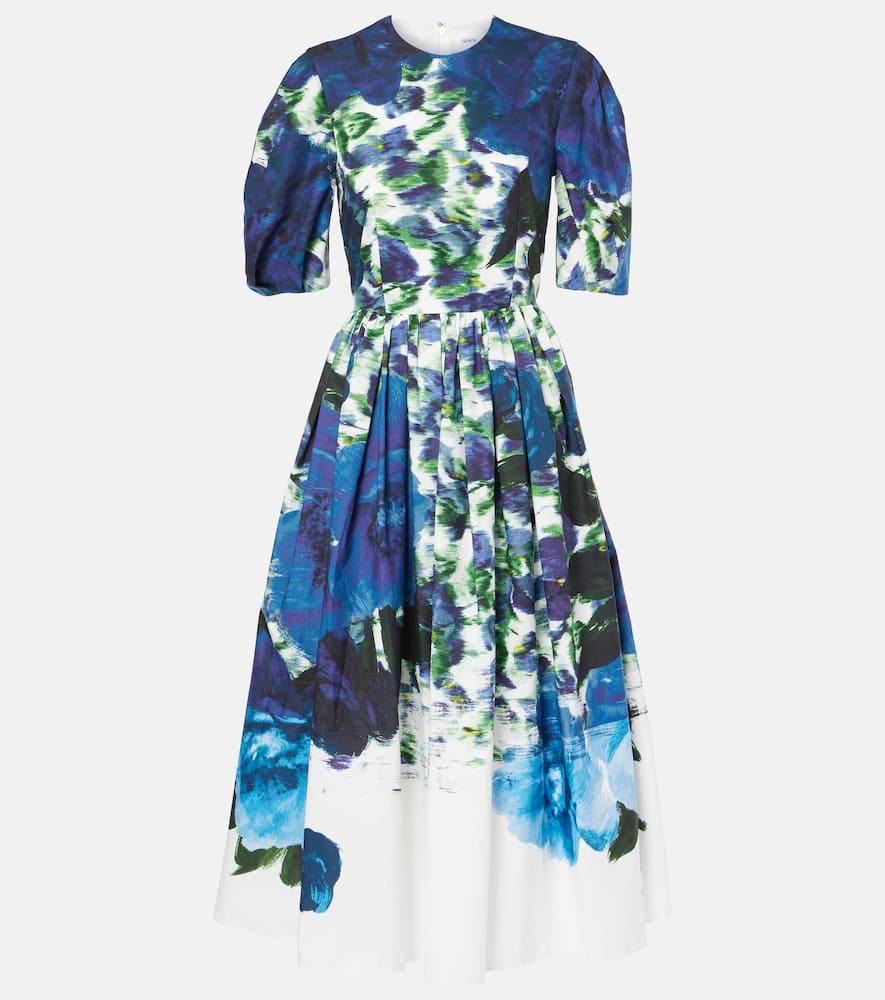 abstract-print tafetta midi dress