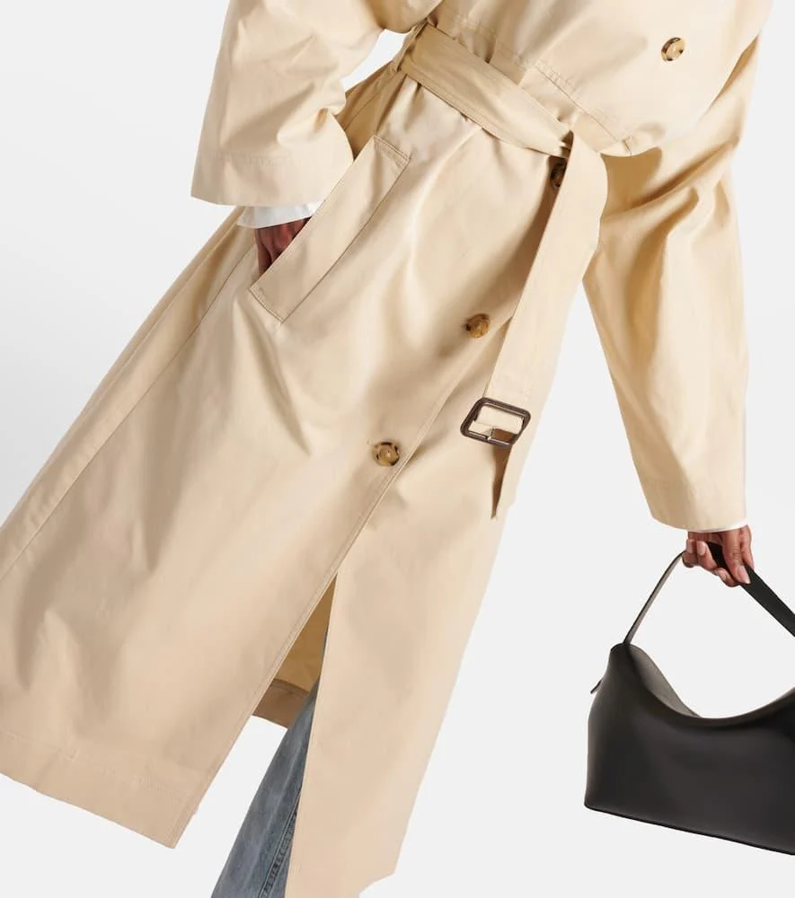 Belted cotton and silk trench coat