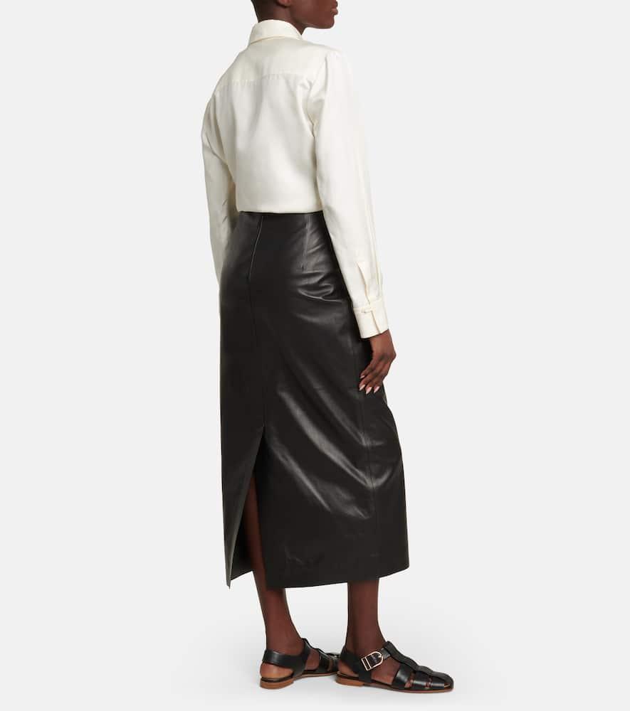 Manuela high-rise leather midi skirt