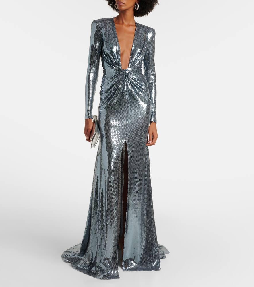 Sequined gathered gown